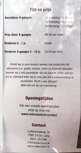 Restaurant Paviljoen Lutterzand Open Times