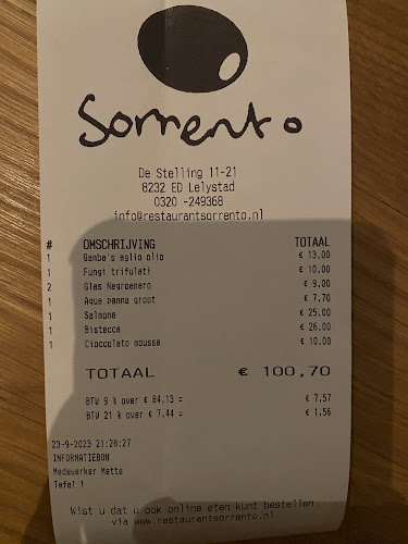 Opinii despre Sorrento Italiaans Restaurant în Lelystad - Horeca