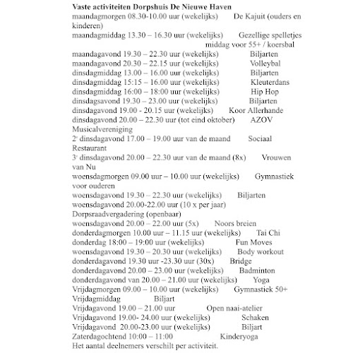 Stichting Dorpshuis "De Nieuwe Haven" - Horeca